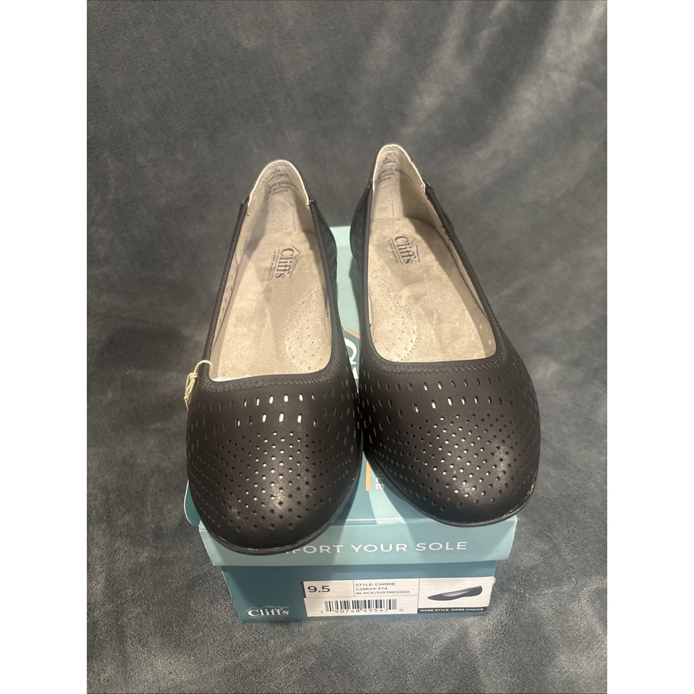 Cliffs by White Mountain Women Slip-On Flat‎ Shoes Black 9.5 C28624-Carrie -NIB